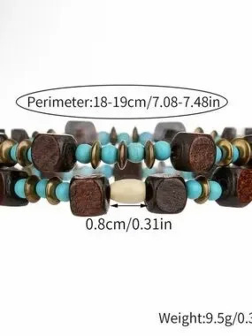 Turquoise and Brown Beaded Wrap Bracelet